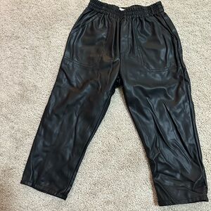Black Faux Leather Joggers